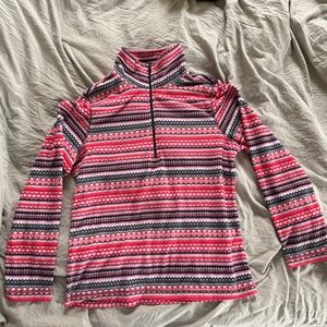 Y2K Exertek Patterned Quarter Zip Fleece Pullover Sweater